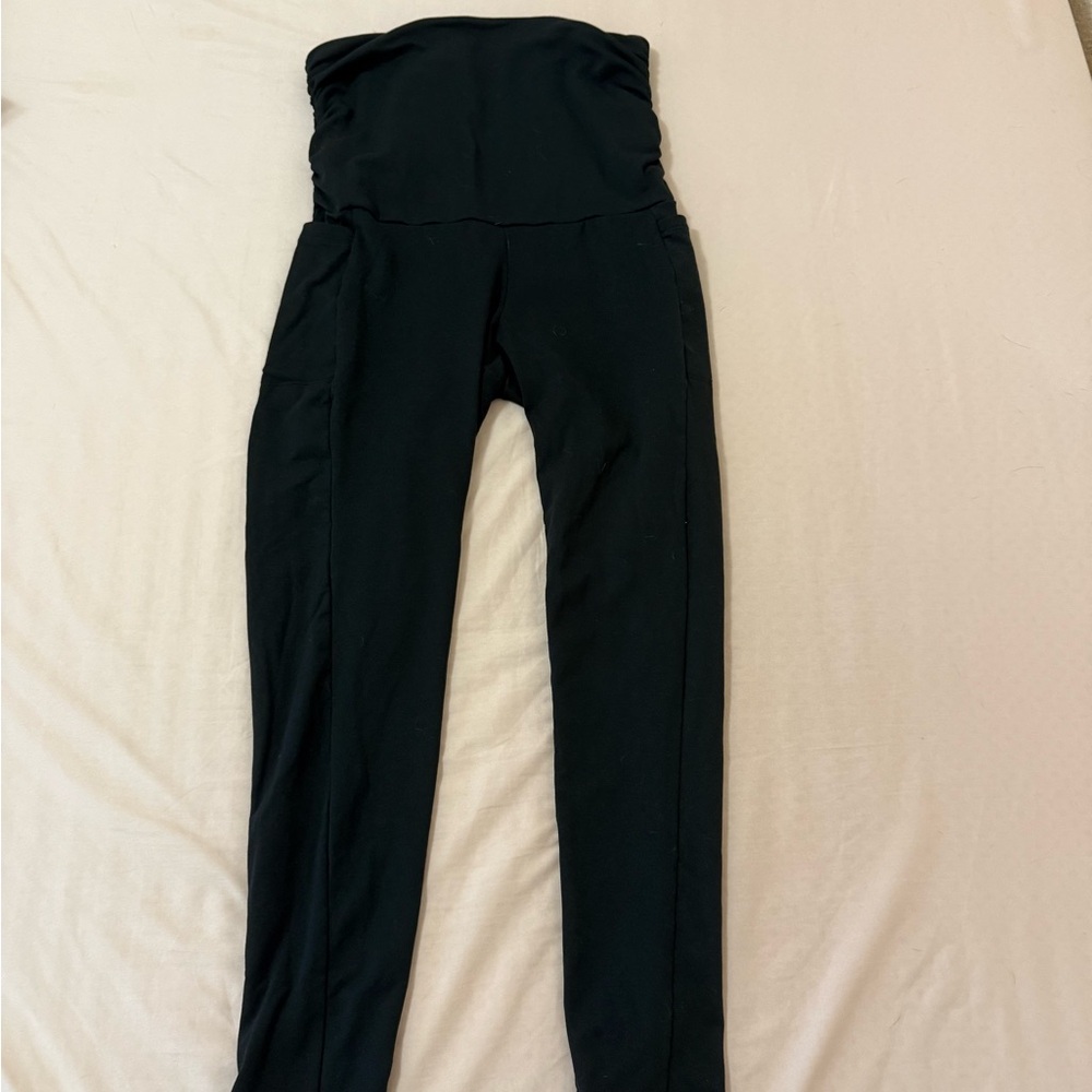 Maternity Black Leggings Stretchy Full-Length Athleisure
